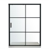 Porte douche coulissante en alcôve avec base acrylique A&E Bath and Shower Atlas, noir mat, 60 x 32 po Front_Flat