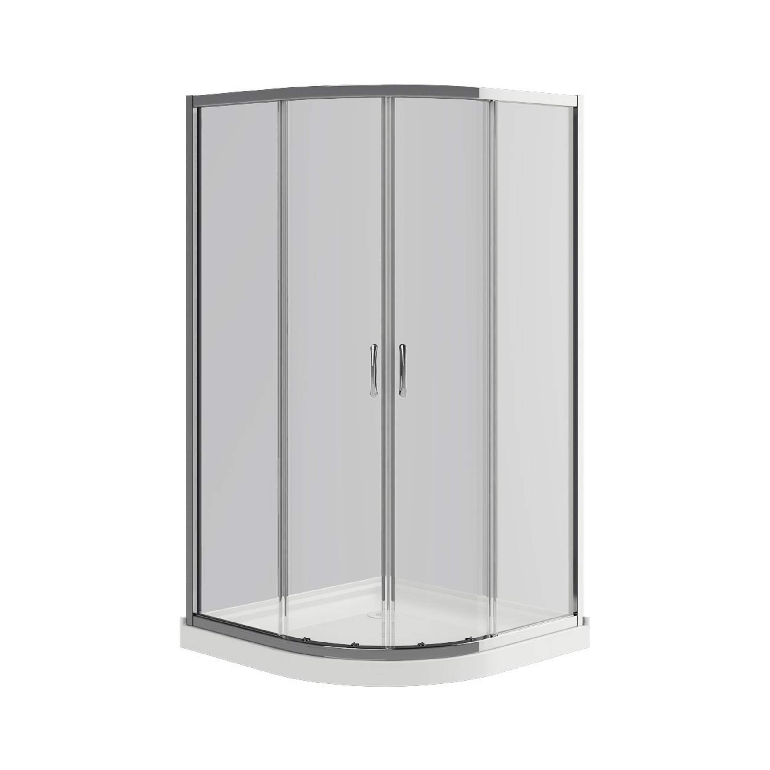 Cabine douche angle rond avec base acrylique A&E Bath and Shower Mona, sans murs, chrome, 36 po Front_Elevated