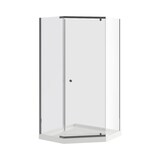 Cabine douche néo-angle avec base acrylique A&E Bath and Shower Nevada, sans murs, chrome, 40 po Front_Angled_Right