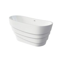A&E Bath and Shower Basile Acrylic Freestanding Bathtub with Adjustable Feet, White, 69-in Front_Angled_Left