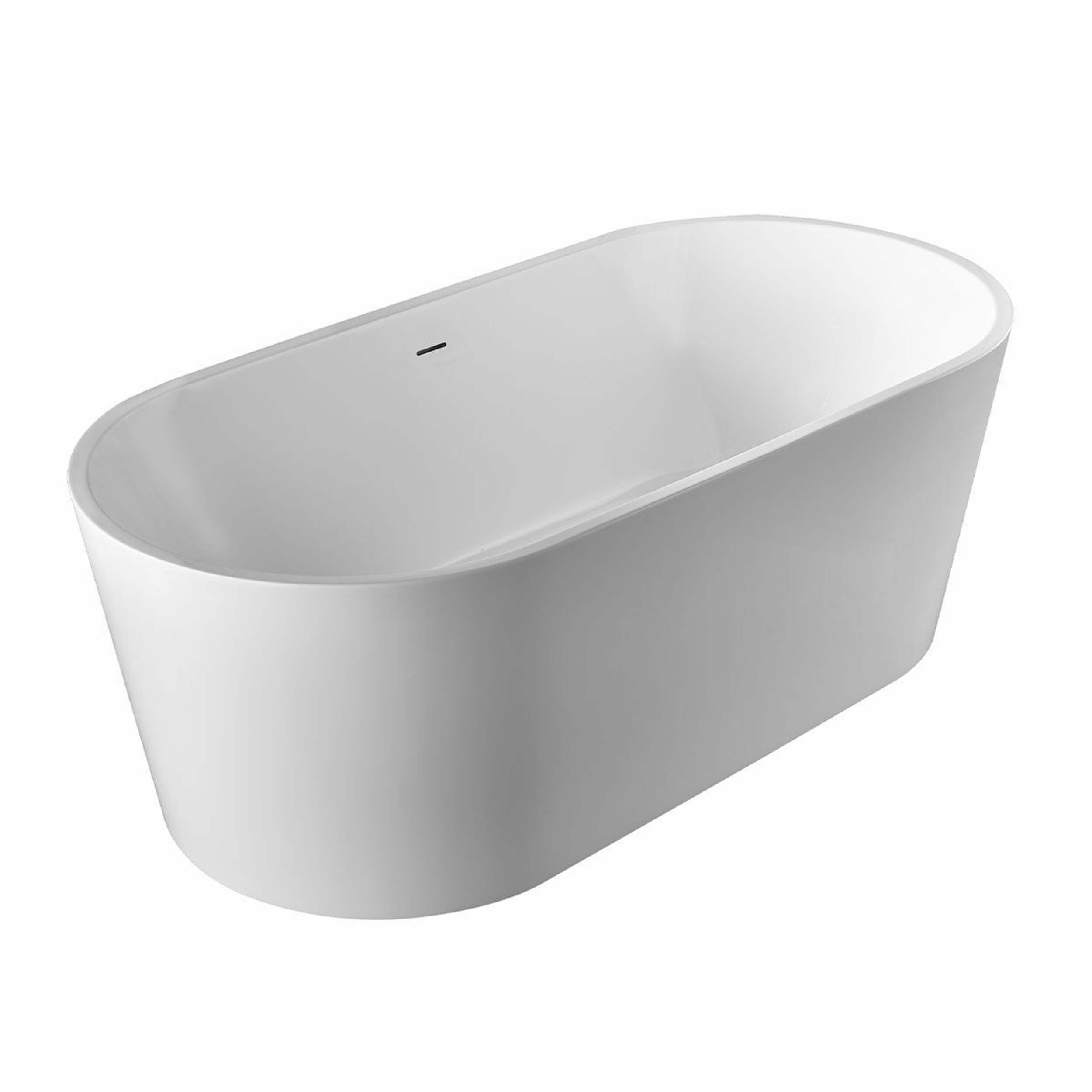 Baignoire autoportante en acrylique A&E Bath and Shower Aldine, pieds réglables, blanc, 59 po Front_Angled_Right