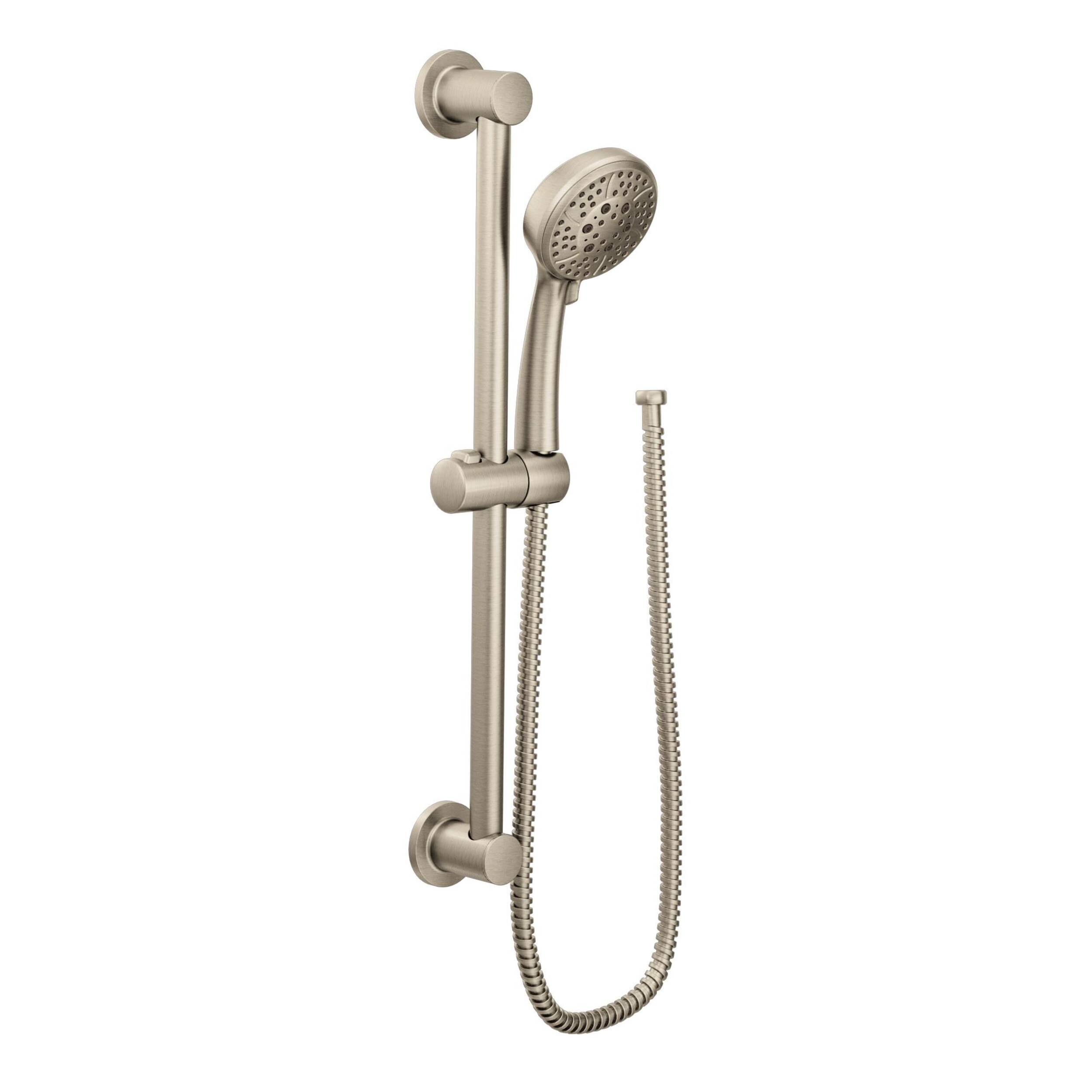 Moen Eco Handheld Showerhead with 30-in Bar, Brushed Nickel, 2.0 GPM Front_Three_Fourths_Angled_Right