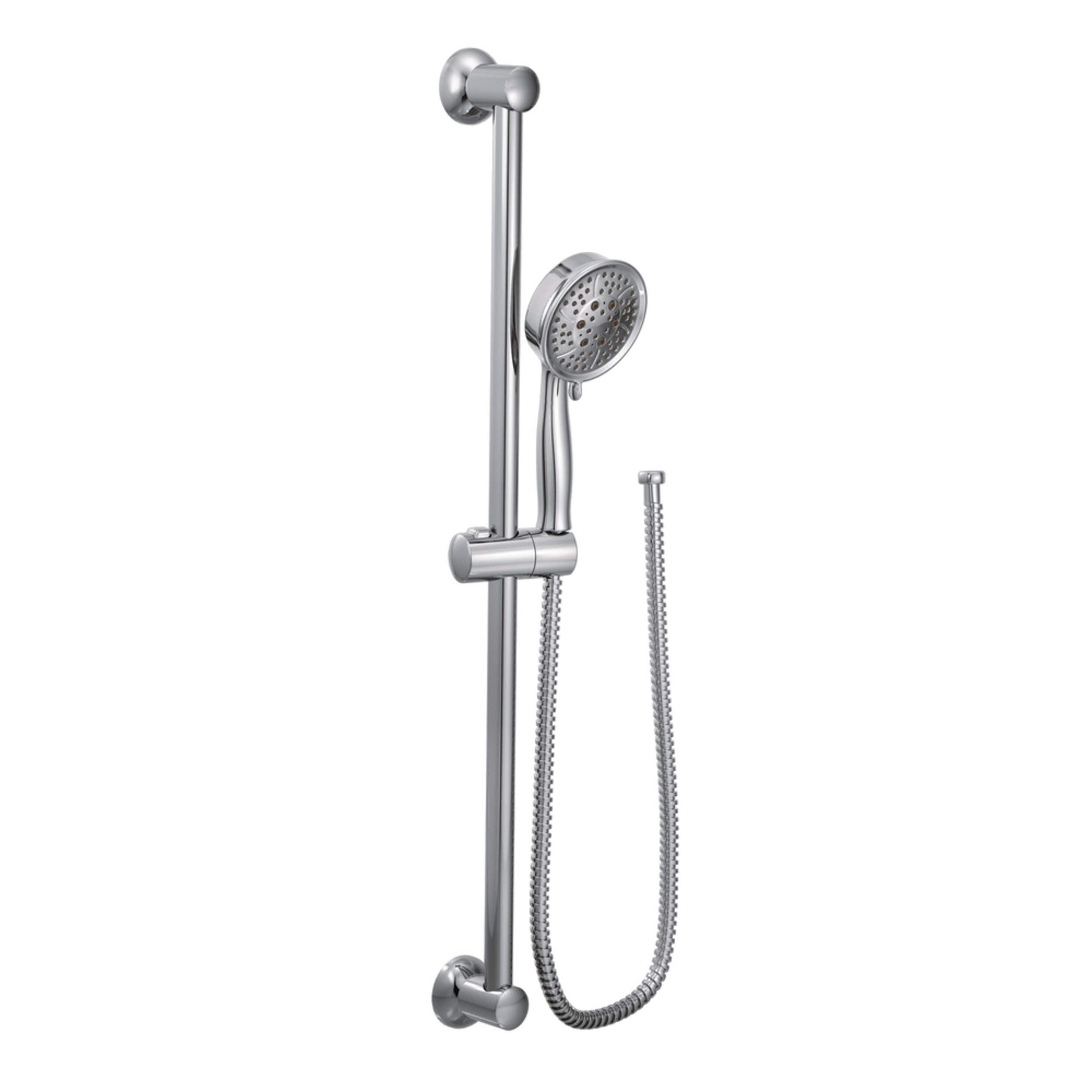 Moen Eco Handheld Shower Head with 30-in Slide Bar, Chrome Front_Three_Fourths_Angled_Right