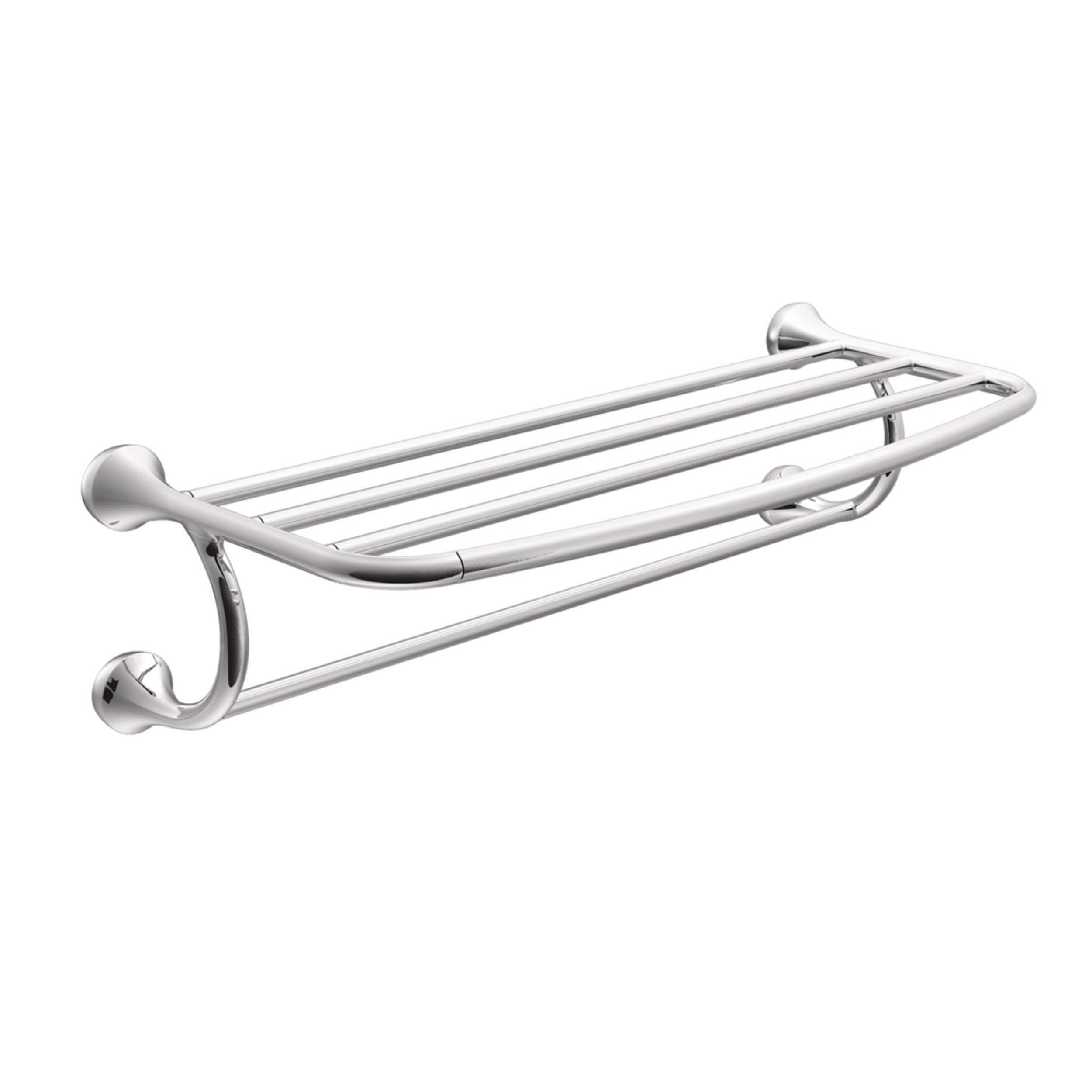 Moen EVA Wide Towel Shelf with Towel Bar, Chrome, 24-in Front_Three_Fourths_Angled_Right
