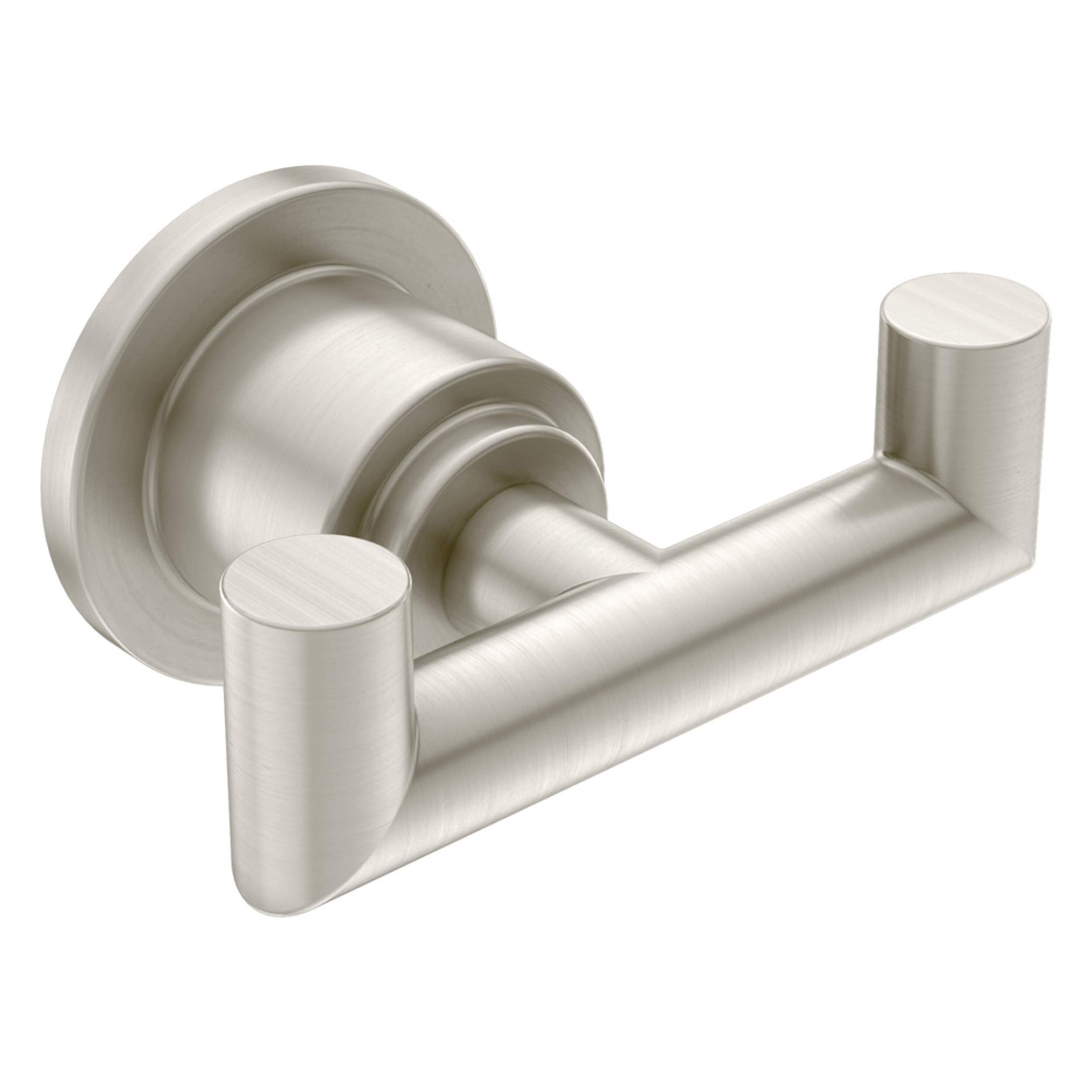 Moen Arris Modern Double Robe Hook, Brushed Nickel Front_Three_Fourths_Angled_Right