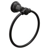 Moen Weymouth Hand Towel Ring, Matte Black Front_Three_Fourths_Angled_Right