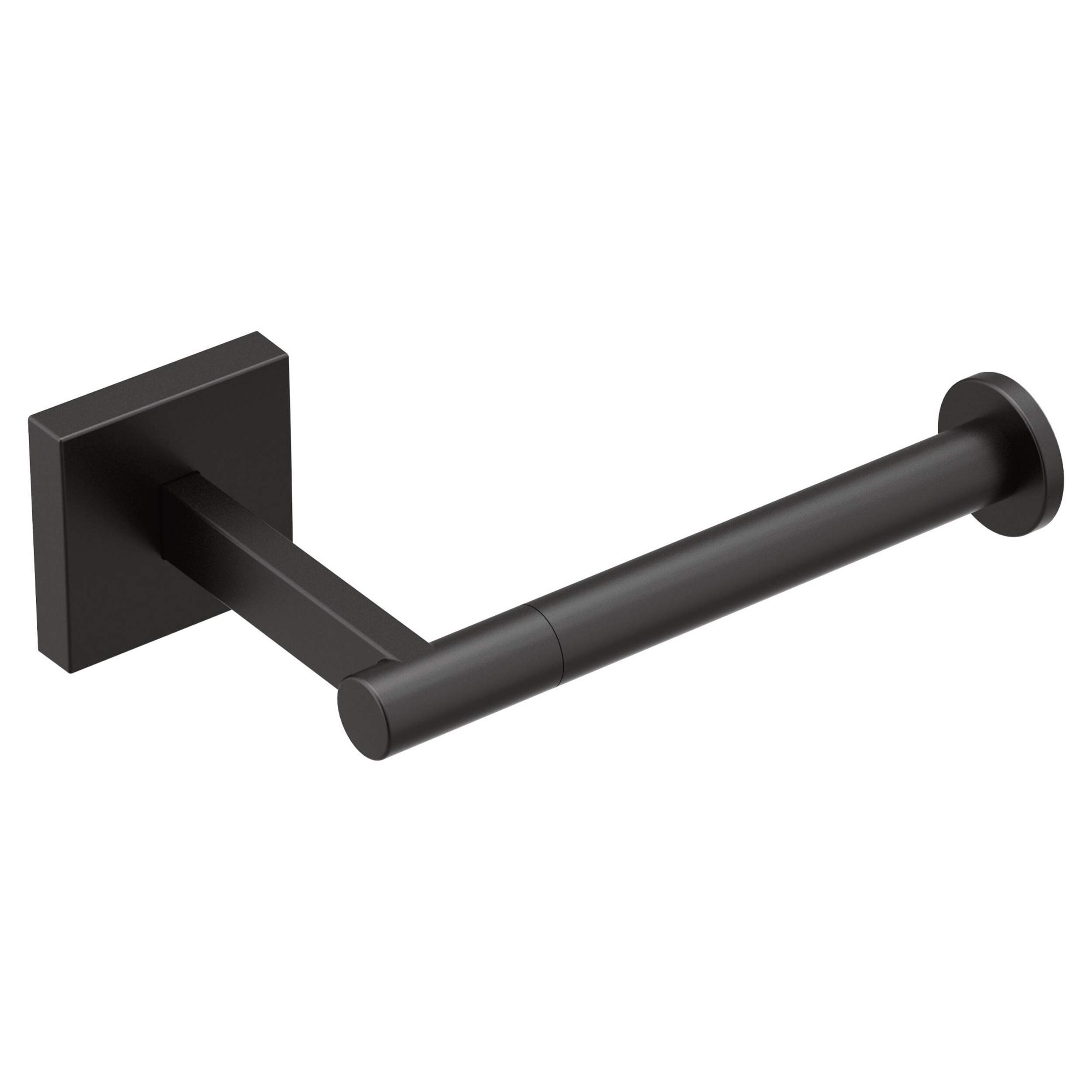 Moen Triva 1-Post Toilet Paper Holder, Matte Black Front_Three_Fourths_Angled_Right