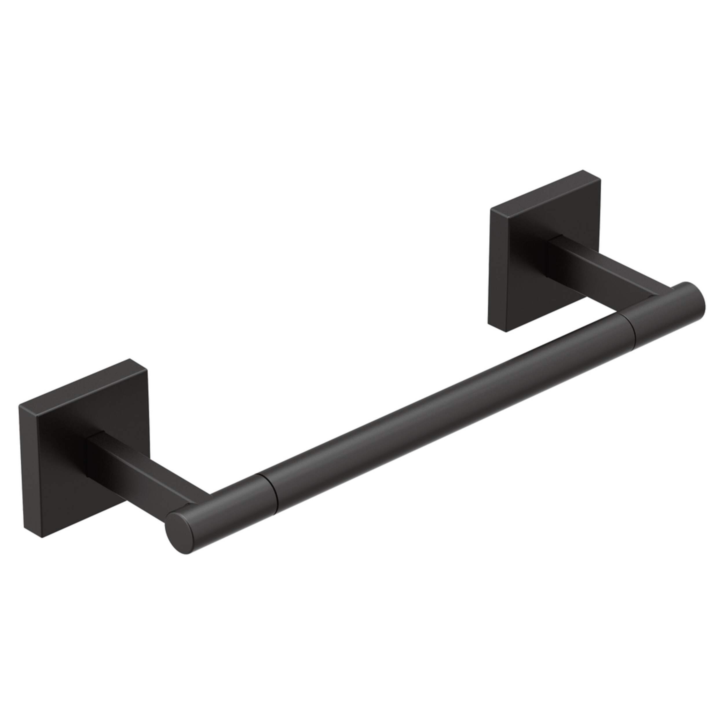 Moen Triva Hand Towel Bar, Matte Black, 9-in Front_Three_Fourths_Angled_Right