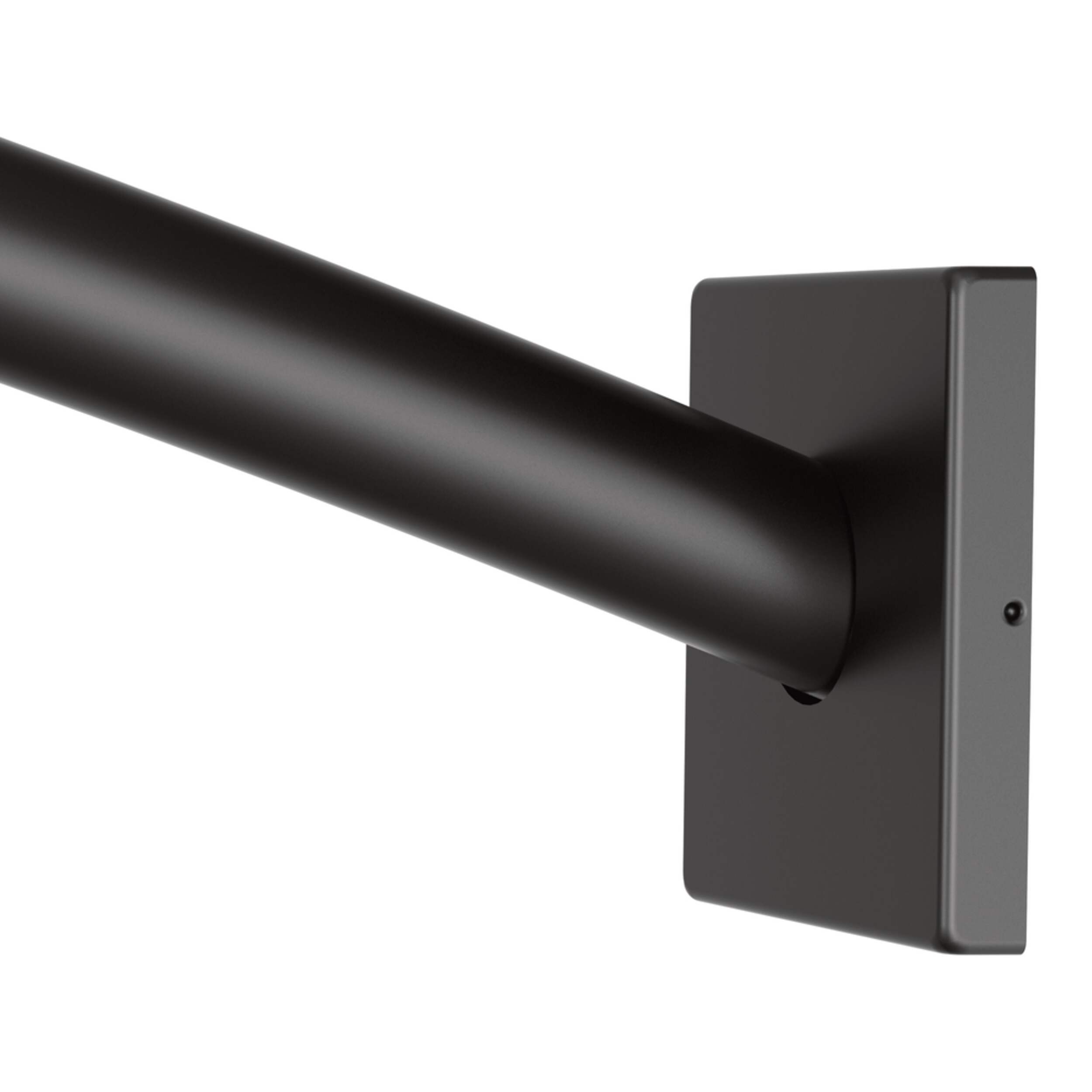 Moen Triva Adjustable Curved Shower Curtain Rod, Matte Black, 5-ft Front_Three_Fourths_Angled_Right