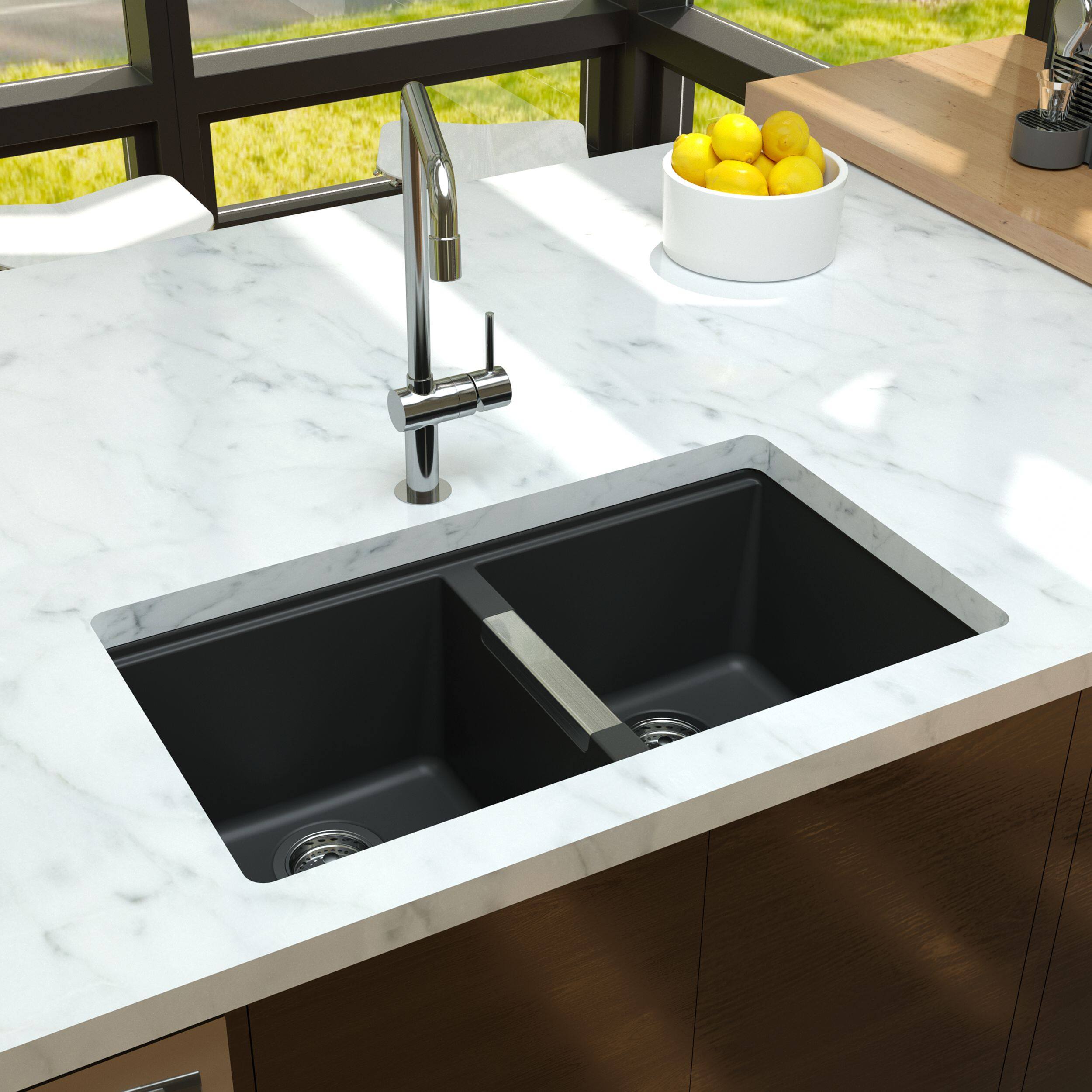 Artika Top Undermount Granite Double Bowl Kitchen Sink Black 33x22x10   Artika Double Bowl Granite Sink Black Ac3a1c70 295b 4e91 A1bf 49bc9844e4e6 Jpgrendition 