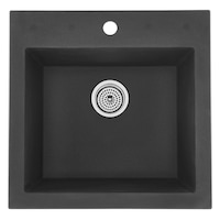 Évier de cuisine simple sur ou sous comptoir Artika Odyssey, granite, gris, 21 x 21 x 10 po Overhead_Flat