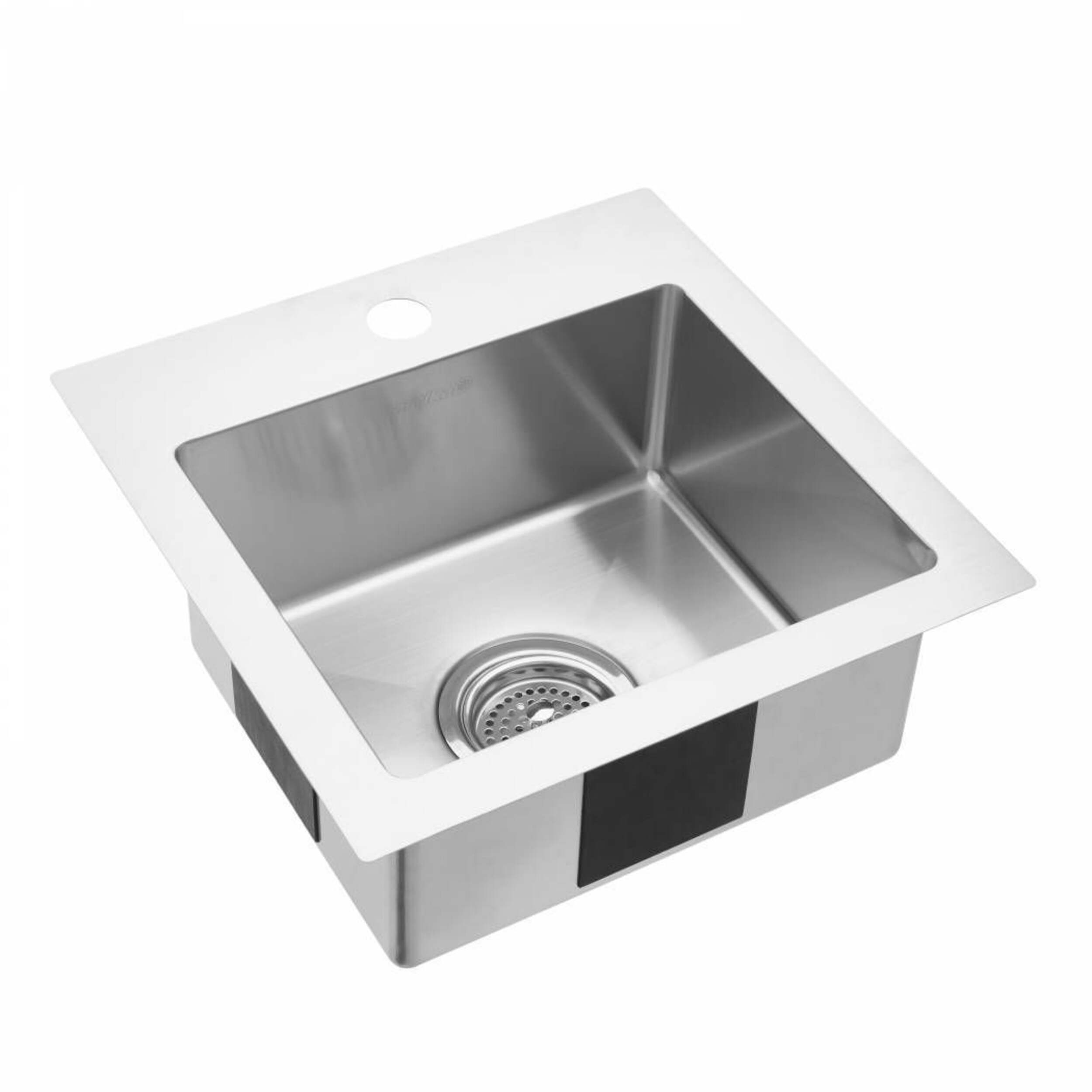 Artika Plaza Top/Undermount Stainless Steel Single Bowl Bar Sink, 15x15x6-in Overhead_Plunge