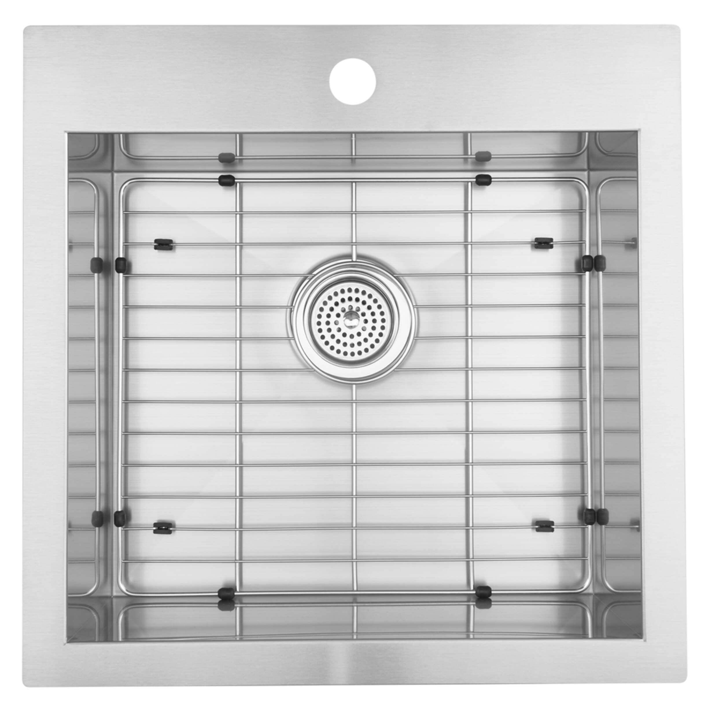 Artika Top/Undermount Stainless Steel Single Bowl Kitchen Sink, 21x21x9-in Overhead_Flat