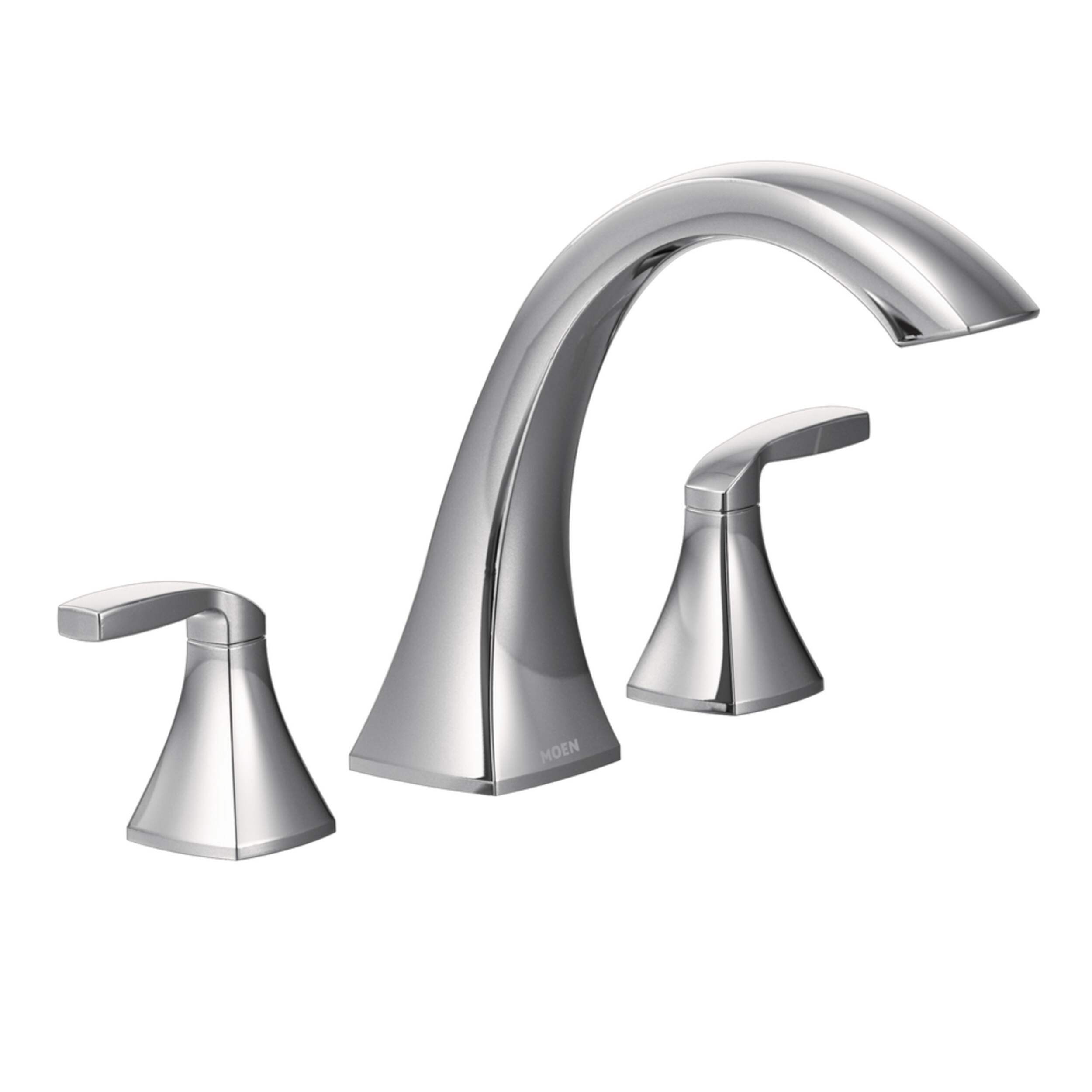 Moen Voss 2-Handle Deck Mount Roman Tub Faucet Trim Kit, Valve Required, Chrome Front_Three_Fourths_Angled_Right