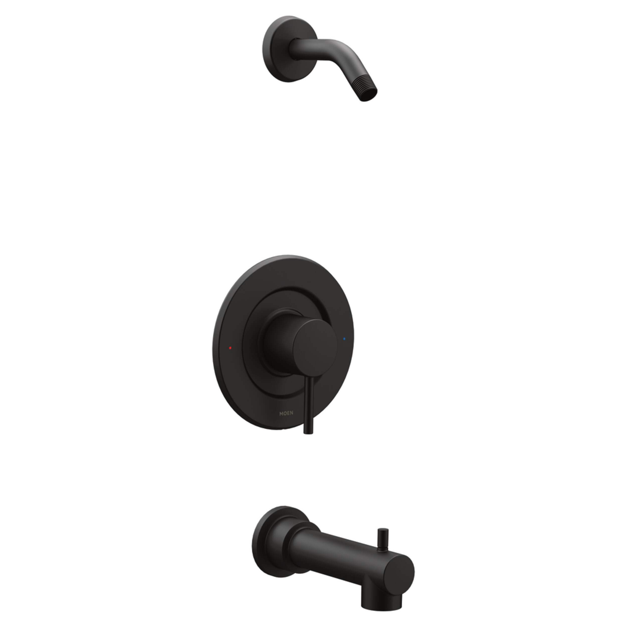 Moen Align Posi-Temp Pressure Balancing Modern Tub & Shower Trim Kit without Showerhead, Valve Required, Matte Black Front_Three_Fourths_Angled_Right
