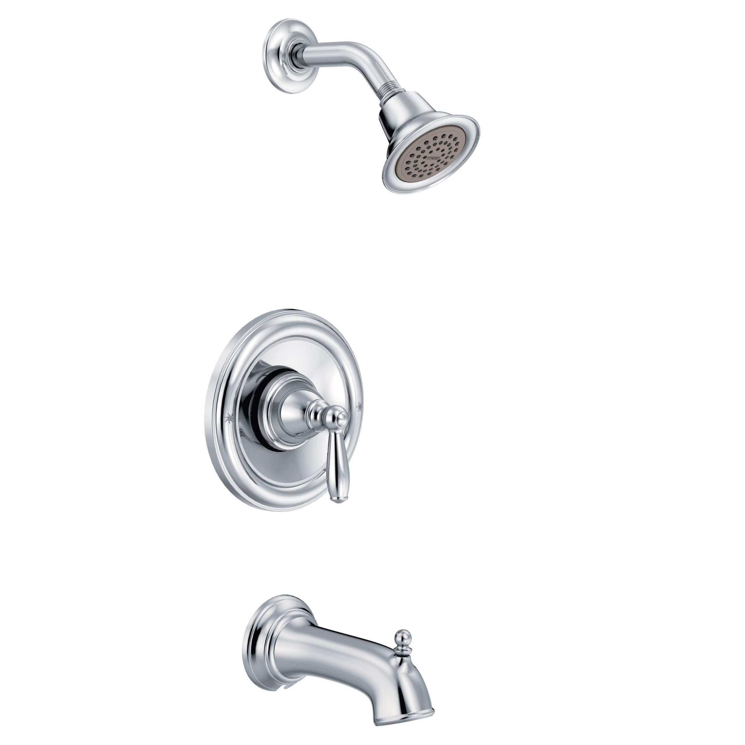 Moen Brantford Posi-Temp Pressure Balancing Tub & Shower Trim Kit, Valve Required, Chrome Front_Three_Fourths_Angled_Right