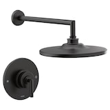 Moen Arris Posi-Temp Pressure Balancing Modern Shower Trim Kit with 10-in Rainshower, Valve Required, Matte Black Front_Three_Fourths_Angled_Right