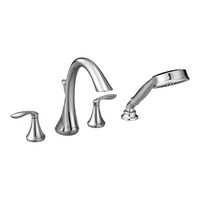 Moen EVA 2-Handle Deck Mount Roman Tub Faucet Trim Kit with Single Function Handshower, Valve Required, Chrome Front_Three_Fourths_Angled_Right