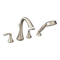 Moen EVA 2-Handle Deck Mount Roman Tub Faucet Trim Kit with Single Function Handshower, Valve Required, Brushed Nickel Front_Three_Fourths_Angled_Right