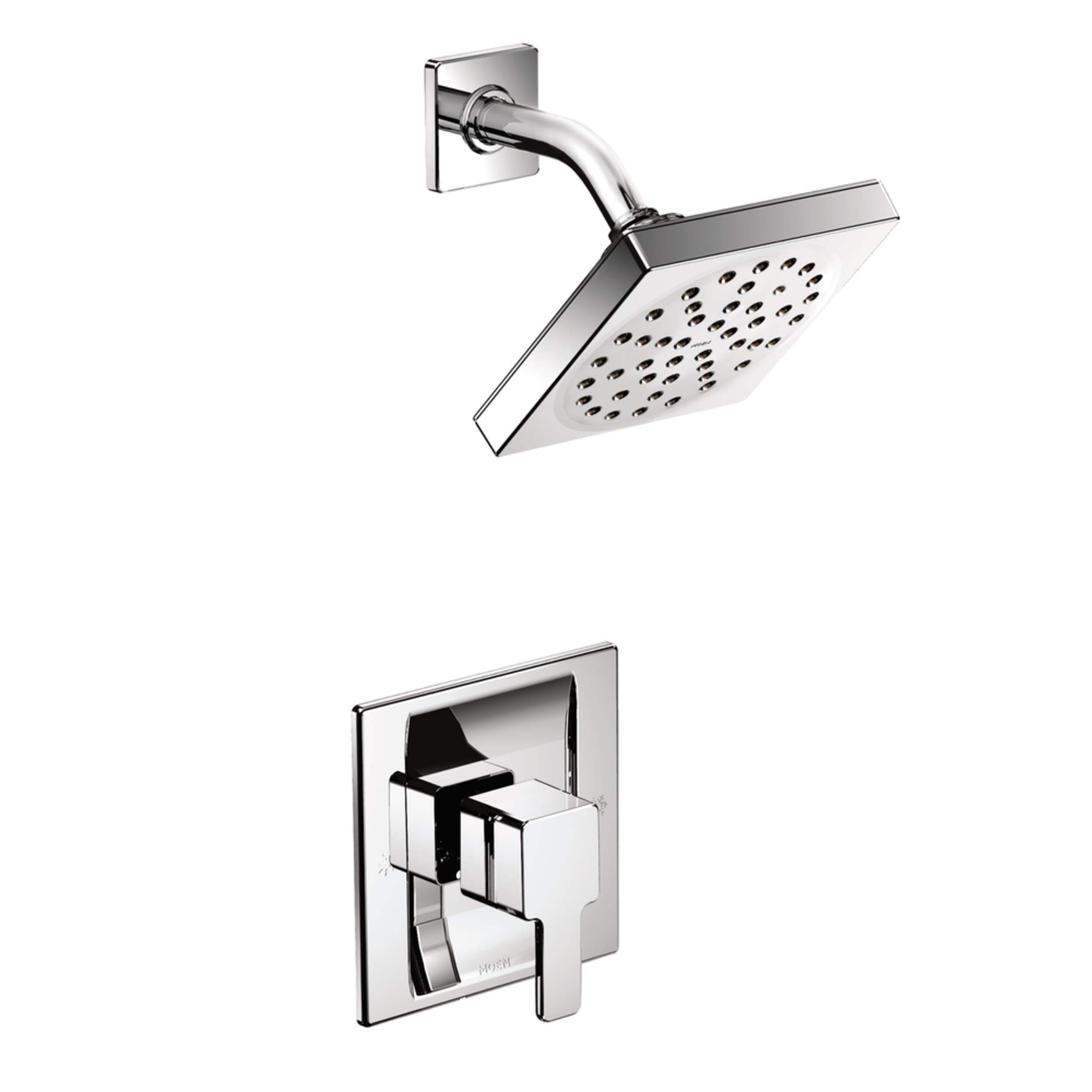 Moen 90 Degree Posi-Temp Eco-Performance Shower Trim, Valve Required, Chrome Front_Three_Fourths_Angled_Right
