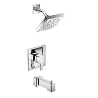 Moen 90 Degree 1-Handle Tub & Shower Trim with Eco-Performance Showerhead, Chrome Front_Three_Fourths_Angled_Right