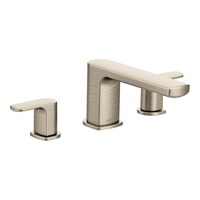 Moen Rizon 2-Handle Deck Mount Modern Roman Tub Faucet Trim, Valve Required, Brushed Nickel Front_Three_Fourths_Angled_Right