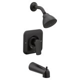 Moen Rizon Posi-Temp Tub/Shower Trim, Valve Required, 2.5 GPM Flow Rate, Matte Black Front_Three_Fourths_Angled_Right