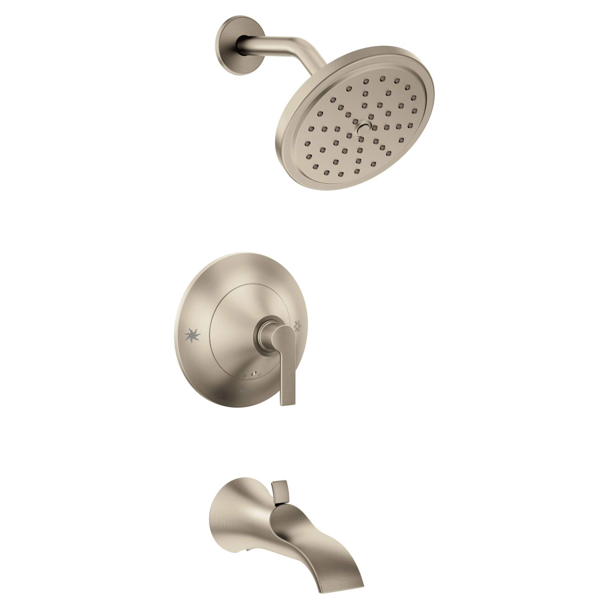 Moen Doux Posi-Temp Pressure Balancing Tub & Shower Trim Kit, Valve Required, Brushed Nickel Front_Three_Fourths_Angled_Right