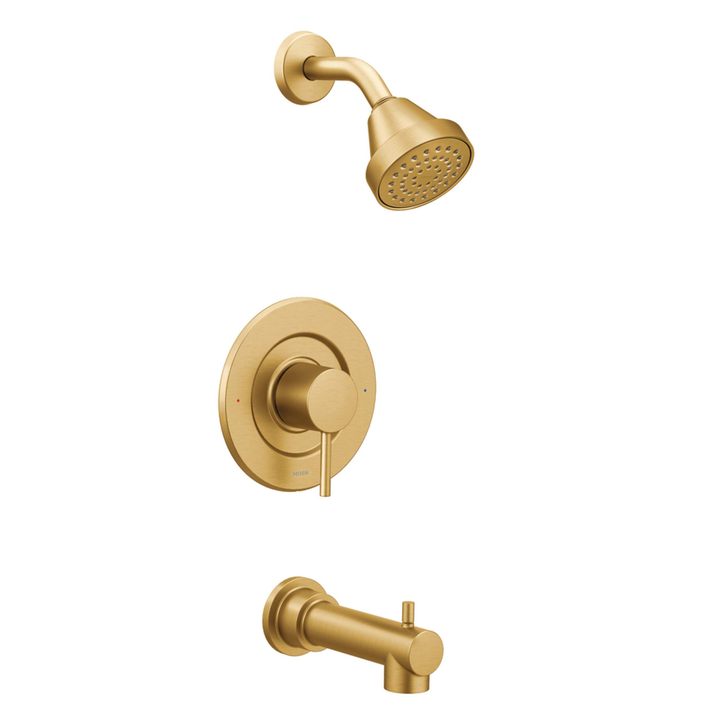 Moen Align Posi-Temp Pressure Balancing Modern Tub & Shower Trim Kit, Valve Required, Brushed Gold Front_Three_Fourths_Angled_Right