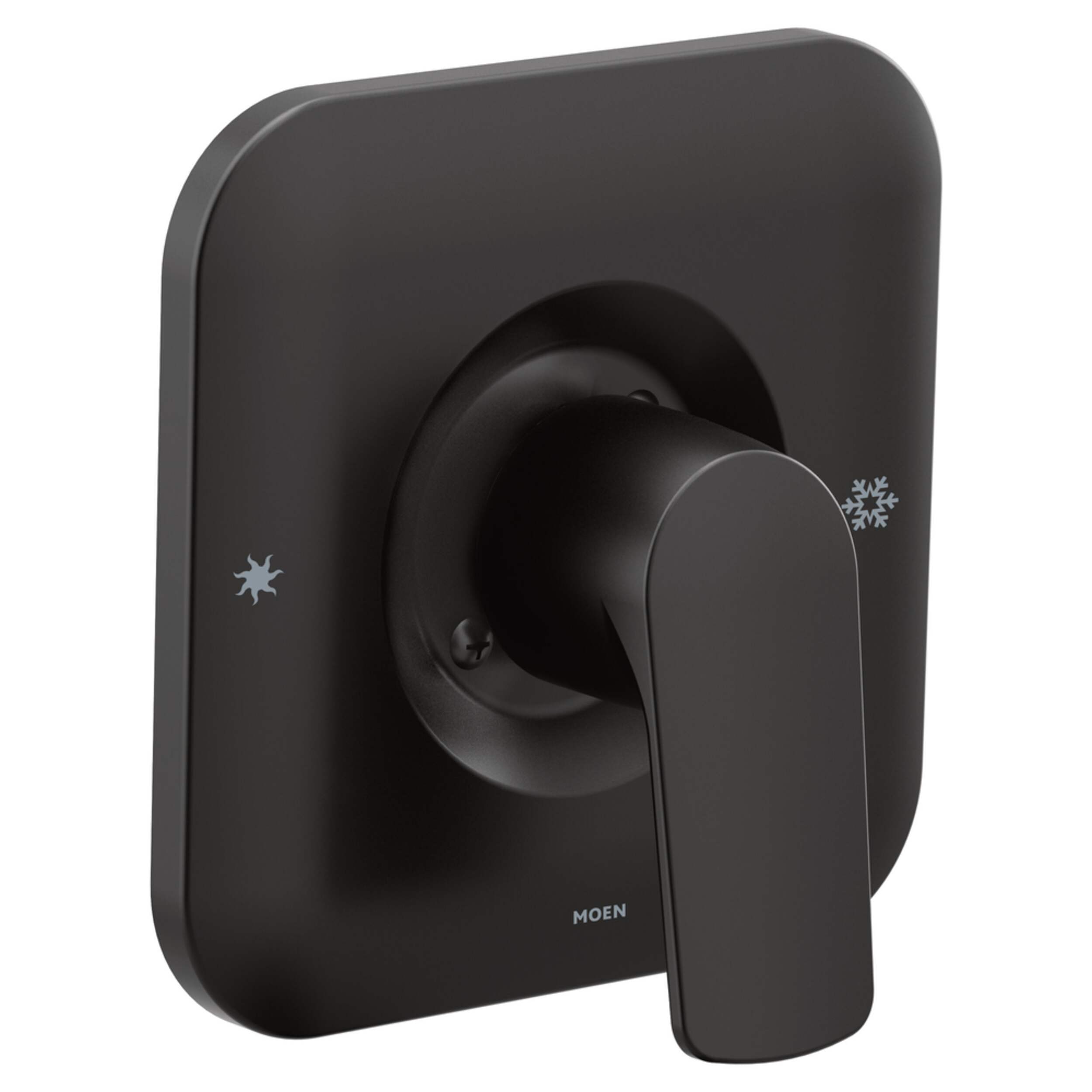 Moen Rizon Posi-Temp Pressure Balancing Modern Shower Trim Kit, Valve Required, Matte Black Front_Three_Fourths_Angled_Right
