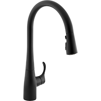 Kohler Simplice 1-Handle Kitchen Faucet, Matte Black Front_Three_Fourths_Angled_Right