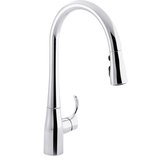 Kohler Simplice 1-Handle Kitchen Faucet, Polished Chrome Front_Three_Fourths_Angled_Right