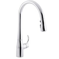 Kohler Simplice 1-Handle Kitchen Faucet, Polished Chrome Front_Three_Fourths_Angled_Right