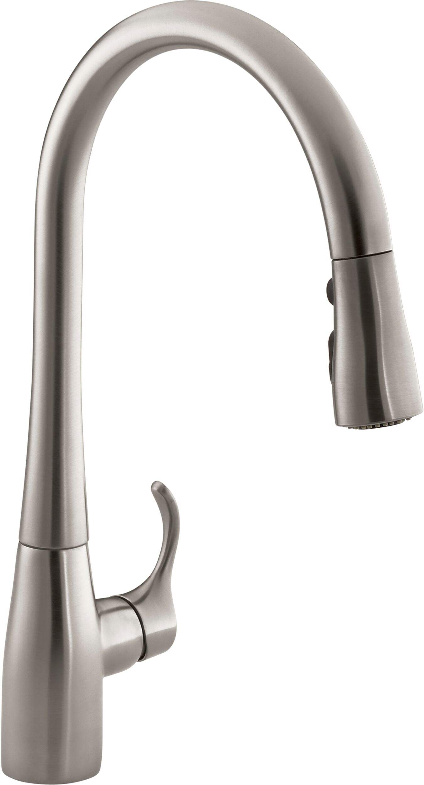 Kohler Simplice 1-Handle Kitchen Faucet, Vibrant Stainless Front_Three_Fourths_Angled_Right