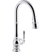 Kohler Artifacts Kitchen Faucet, Polished Chrome Front_Three_Fourths_Angled_Right