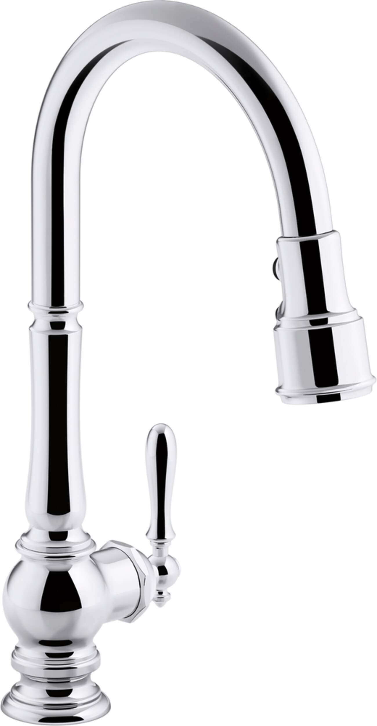 Kohler Artifacts Kitchen Faucet, Polished Chrome Front_Three_Fourths_Angled_Right