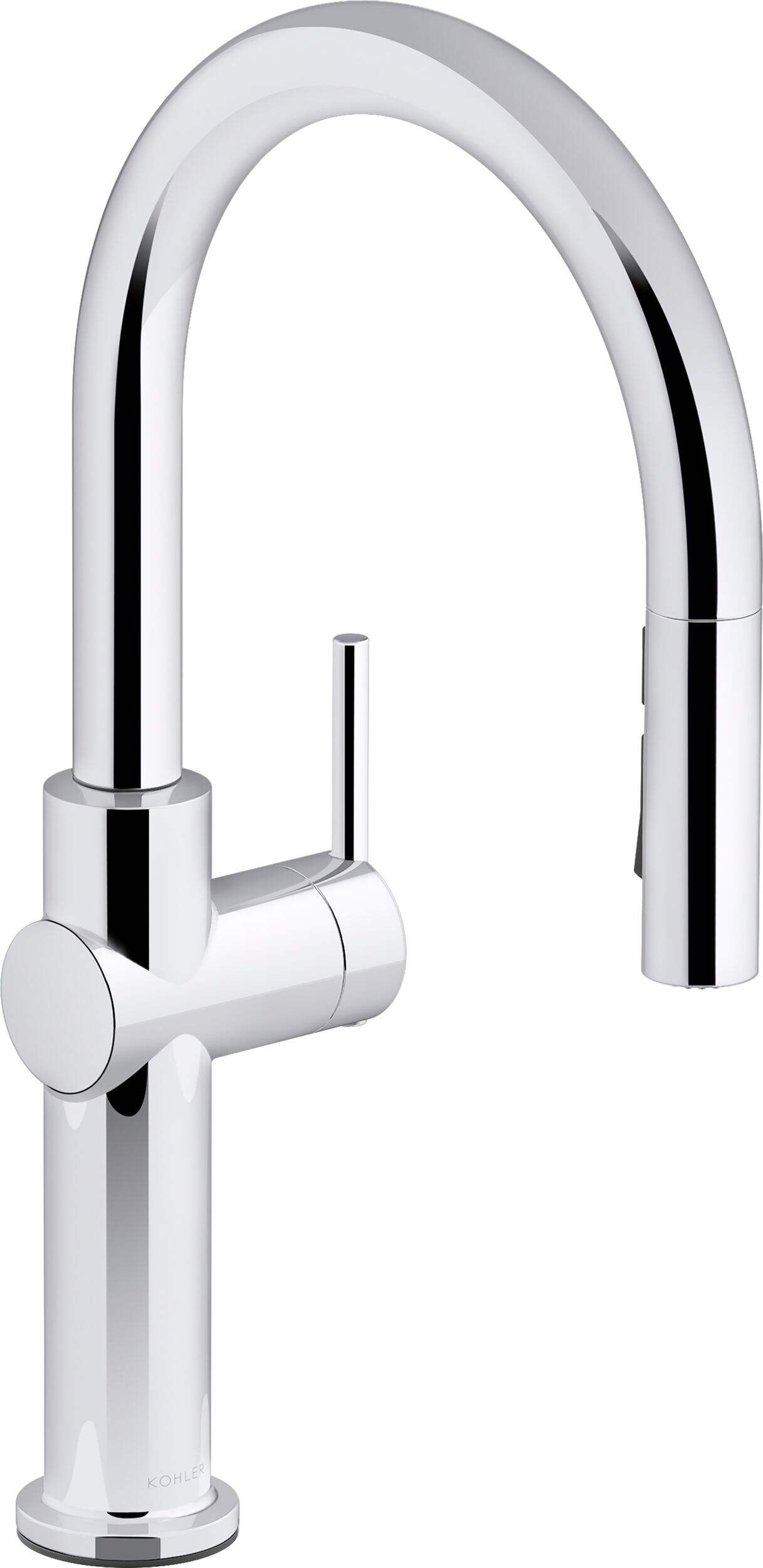Kohler Crue 1-Handle Kitchen Faucet, Polished Chrome Front_Three_Fourths_Angled_Right
