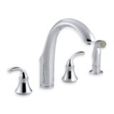 Kohler Forté® 4-hole Kitchen Sink Faucet with 7-3/4" Spout, Sidespray, Polished Chrome Front_Three_Fourths_Angled_Right