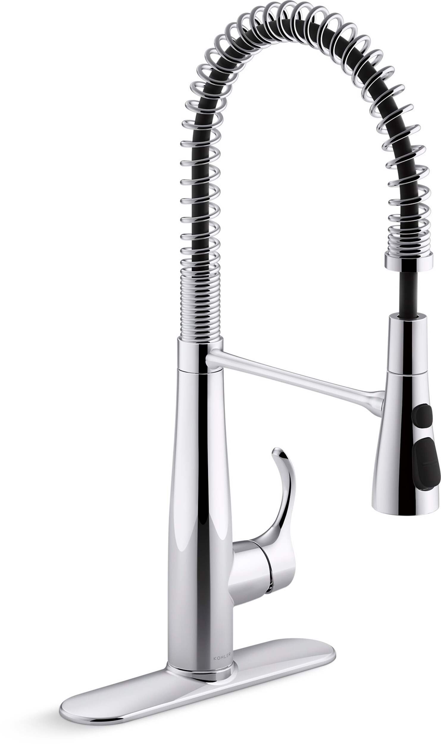 Kohler Simplice® Single Handle Semi Professional Kitchen Sink Faucet, Polished Chrome Front_Three_Fourths_Angled_Right