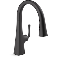 Kohler Graze® Pull Down Kitchen Sink Faucet with Three Function Sprayhead, 9 11/16" Spout, Matte Black Front_Three_Fourths_Angled_Right