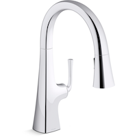 Kohler Graze® Pull Down Kitchen Sink Faucet with Three Function Sprayhead, 9 11/16" Spout, Polished Chrome Front_Three_Fourths_Angled_Right