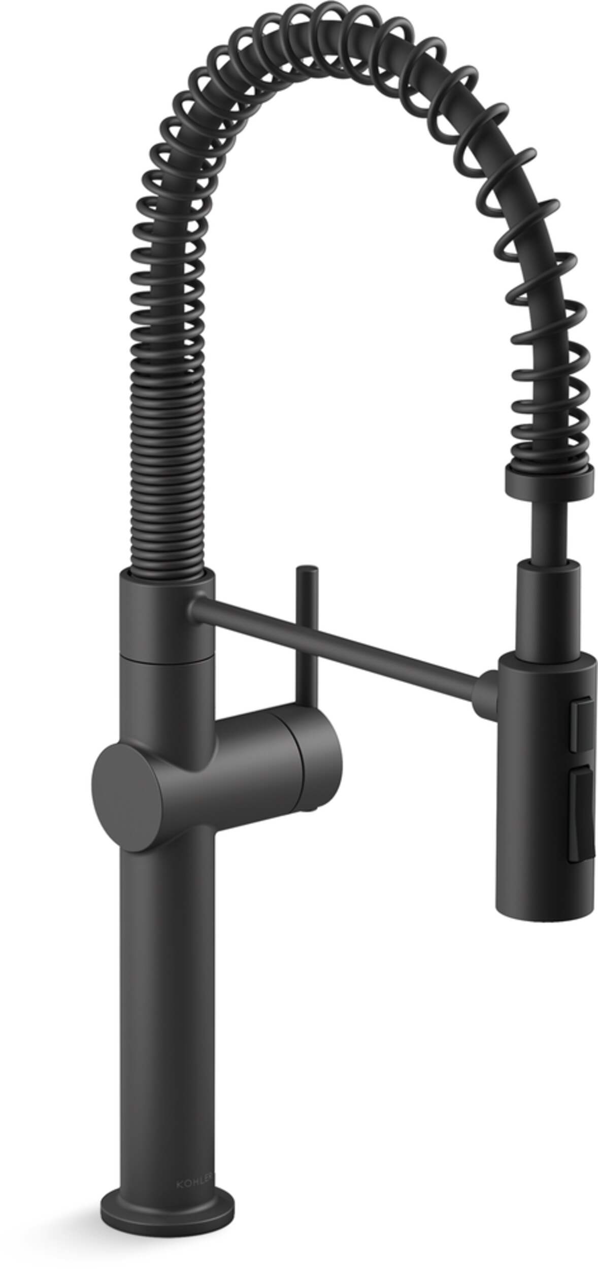 Kohler Crue™ Single Handle Semi Professional Kitchen Sink Faucet, Matte Black Front_Three_Fourths_Angled_Right