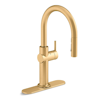 Kohler Crue™ Touchless Pull Down Single Handle Kitchen Faucet, Vibrant Brushed Moderne Brass Front_Three_Fourths_Angled_Right