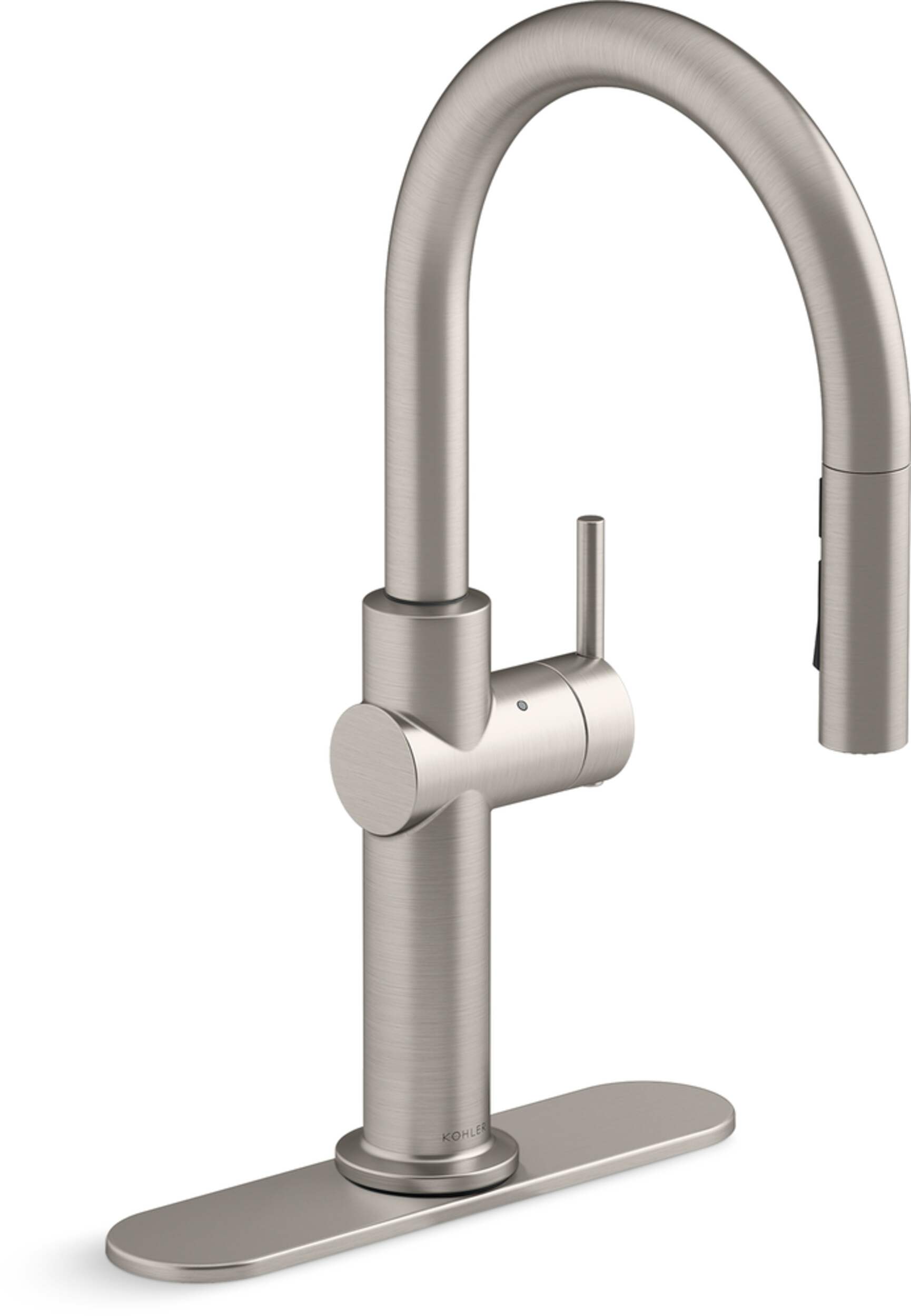 Kohler Crue™ Touchless Pull Down Single Handle Kitchen Faucet, Vibrant Stainless Front_Three_Fourths_Angled_Right