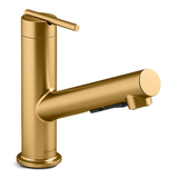 Kohler Crue<sup>MC</sup> Robinet de cuisine monocommande extractible, laiton moderne brossé éclatant Front_Three_Fourths_Angled_Right