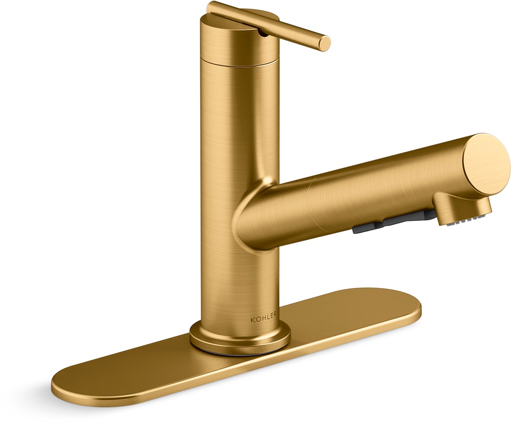 Kohler Crue™ Pull Out Single Handle Kitchen Faucet, Vibrant Brushed