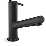 Kohler Crue™ Pull Out Single Handle Kitchen Faucet, Matte Black Front_Three_Fourths_Angled_Right