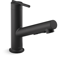 Kohler Crue™ Pull Out Single Handle Kitchen Faucet, Matte Black Front_Three_Fourths_Angled_Right