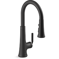 Kohler Tone™ Pull Down Single Handle Kitchen Sink Faucet, Matte Black Front_Three_Fourths_Angled_Right