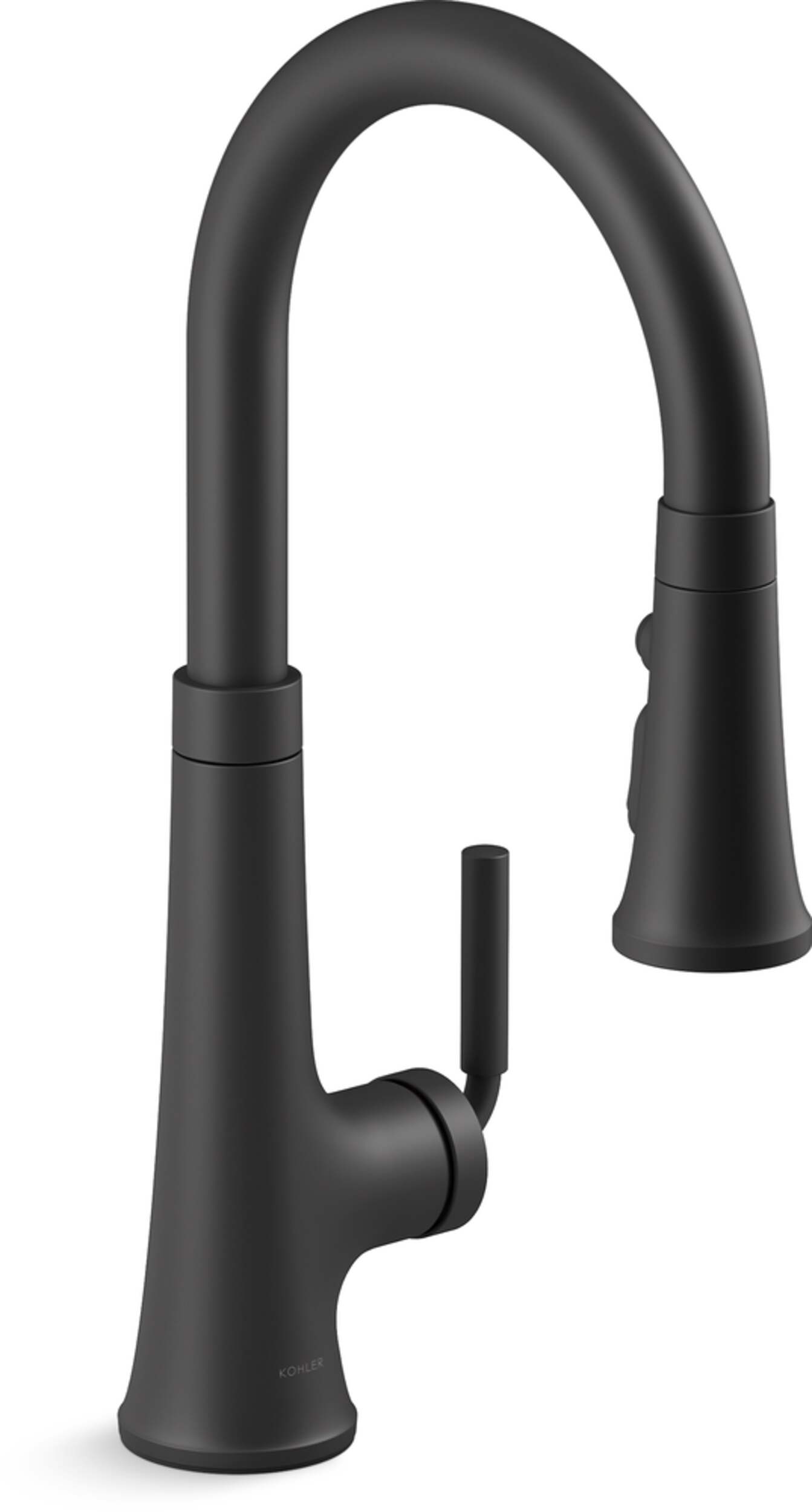 Kohler Tone™ Pull Down Single Handle Kitchen Sink Faucet, Matte Black Front_Three_Fourths_Angled_Right